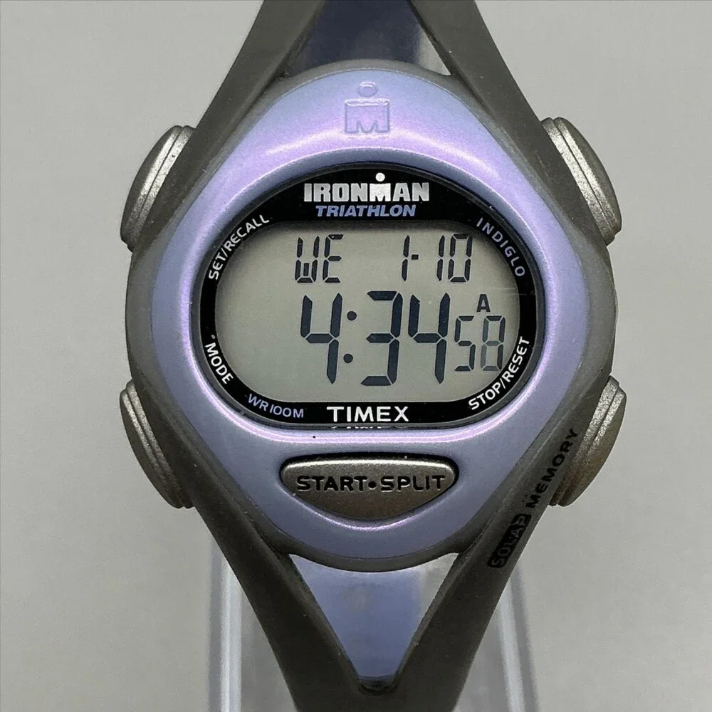 Timex Ironman T5E511 Womens Watch 33mm Gray Digital Sport Purple Bezel New Batt